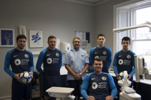 Onkar Dhanoya from Honour Health with members of West Jesmond AFC