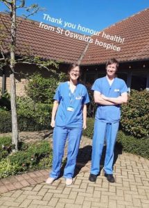 Honour Health donating scrubs to St Oswald's Hospice